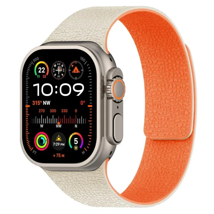 Dây đồng hồ silicone từ tính họa tiết vân quả vải, dành cho Apple Watch 46mm / 49mm / 45mm / 44mm, dành cho Apple Watch 42mm / 41mm / 40mm / 38mm
