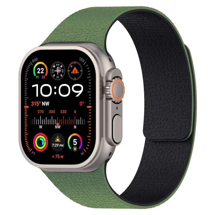 Dây đồng hồ silicone từ tính họa tiết vân quả vải, dành cho Apple Watch 46mm / 49mm / 45mm / 44mm, dành cho Apple Watch 42mm / 41mm / 40mm / 38mm