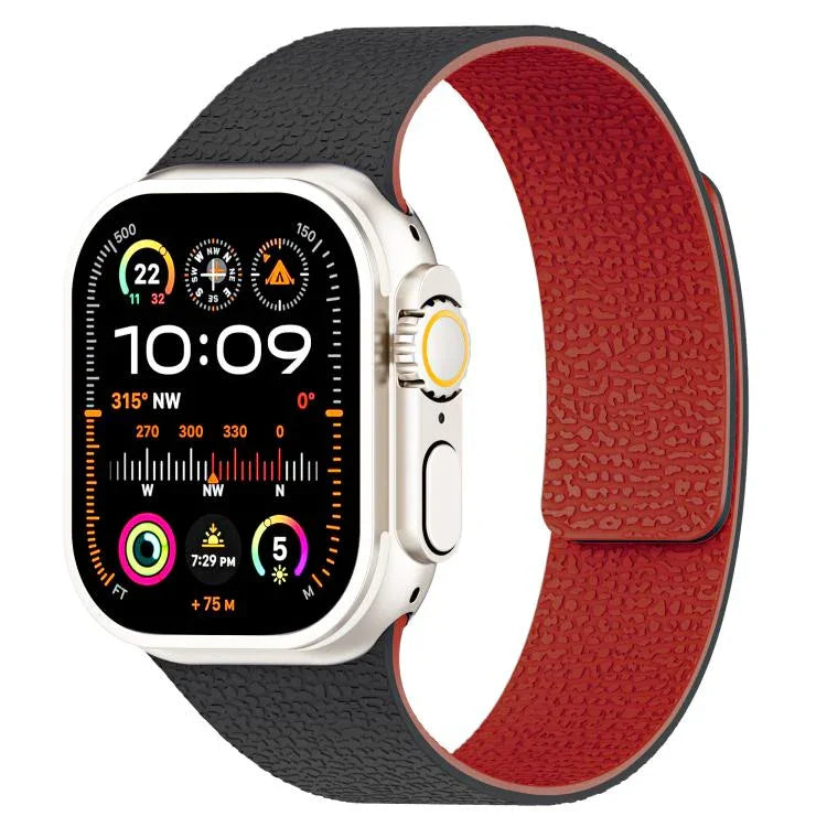 Dây đồng hồ silicone từ tính họa tiết vân quả vải, dành cho Apple Watch 46mm / 49mm / 45mm / 44mm, dành cho Apple Watch 42mm / 41mm / 40mm / 38mm