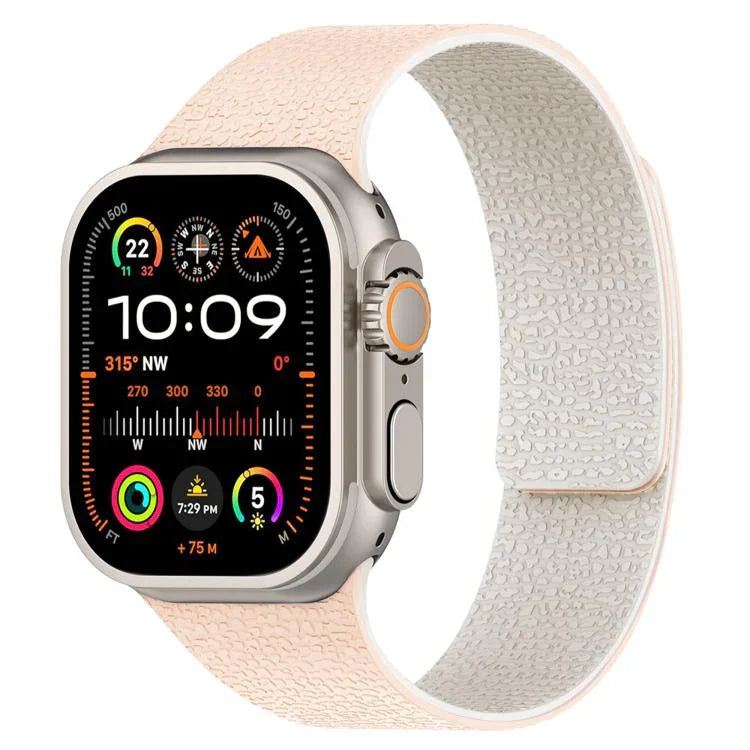 Dây đồng hồ silicone từ tính họa tiết vân quả vải, dành cho Apple Watch 46mm / 49mm / 45mm / 44mm, dành cho Apple Watch 42mm / 41mm / 40mm / 38mm