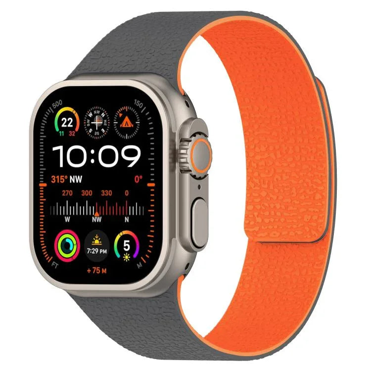 Dây đồng hồ silicone từ tính họa tiết vân quả vải, dành cho Apple Watch 46mm / 49mm / 45mm / 44mm, dành cho Apple Watch 42mm / 41mm / 40mm / 38mm