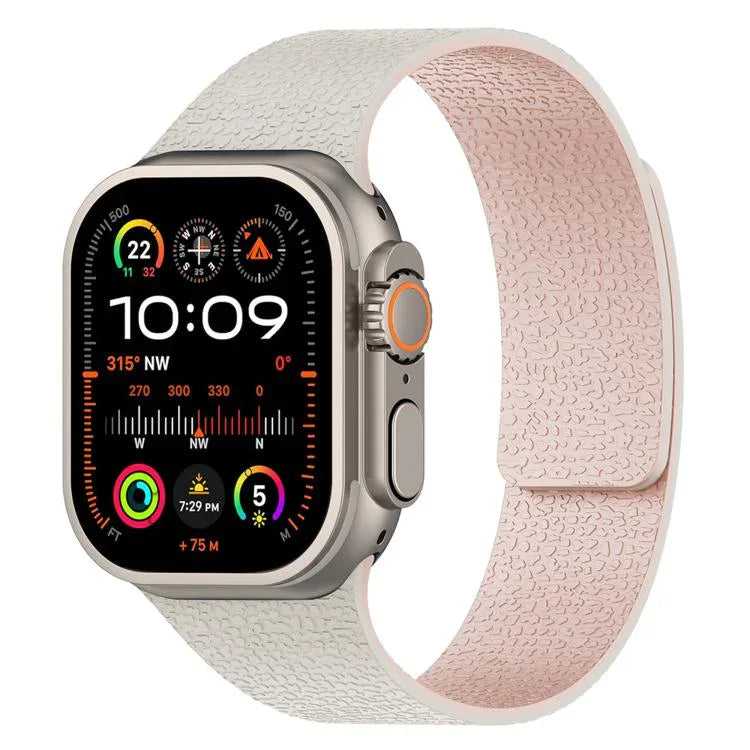 Dây đồng hồ silicone từ tính họa tiết vân quả vải, dành cho Apple Watch 46mm / 49mm / 45mm / 44mm, dành cho Apple Watch 42mm / 41mm / 40mm / 38mm