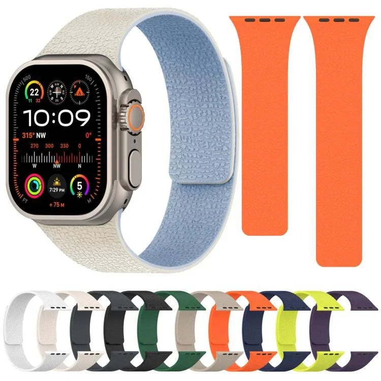Dây đồng hồ silicone từ tính họa tiết vân quả vải, dành cho Apple Watch 46mm / 49mm / 45mm / 44mm, dành cho Apple Watch 42mm / 41mm / 40mm / 38mm