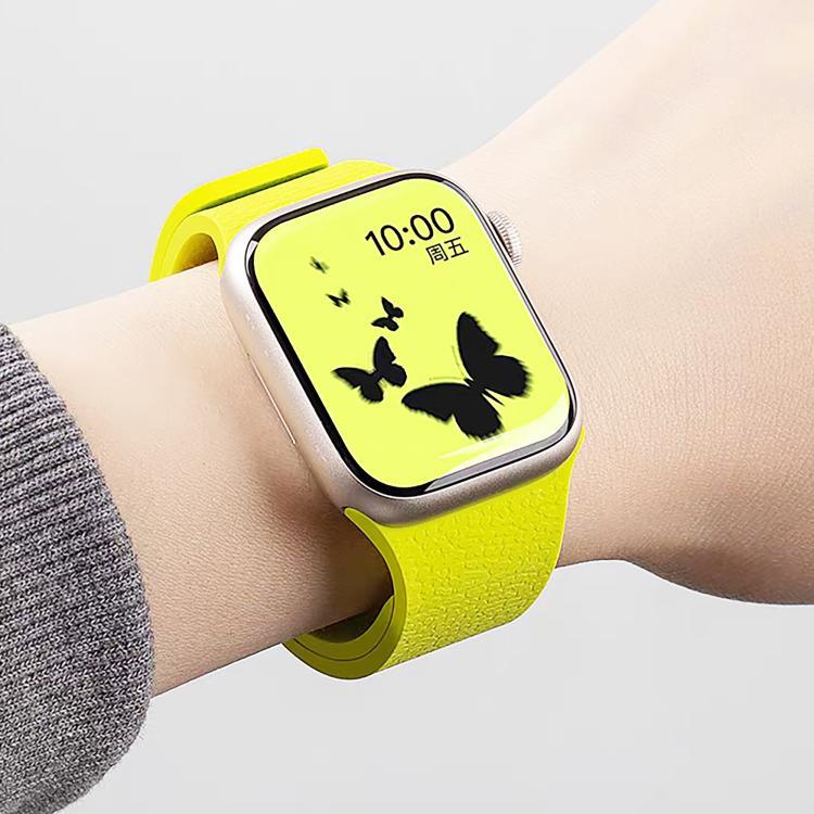 Dây đồng hồ silicone từ tính họa tiết vân quả vải, dành cho Apple Watch 46mm / 49mm / 45mm / 44mm, dành cho Apple Watch 42mm / 41mm / 40mm / 38mm