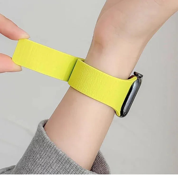 Dây đồng hồ silicone từ tính họa tiết vân quả vải, dành cho Apple Watch 46mm / 49mm / 45mm / 44mm, dành cho Apple Watch 42mm / 41mm / 40mm / 38mm