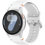 Dây đồng hồ silicone vân sóng khâu khóa bạc, Dành cho Samsung Galaxy Watch 7 40 / 44mm