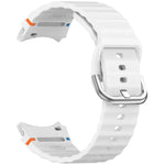 Dây đồng hồ silicone vân sóng khâu khóa bạc, Dành cho Samsung Galaxy Watch 7 40 / 44mm