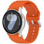 Dây đồng hồ silicone vân sóng khâu khóa bạc, Dành cho Samsung Galaxy Watch 7 40 / 44mm