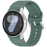 Dây đồng hồ silicone vân sóng khâu khóa bạc, Dành cho Samsung Galaxy Watch 7 40 / 44mm