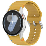 Dây đồng hồ silicone vân sóng khâu khóa bạc, Dành cho Samsung Galaxy Watch 7 40 / 44mm