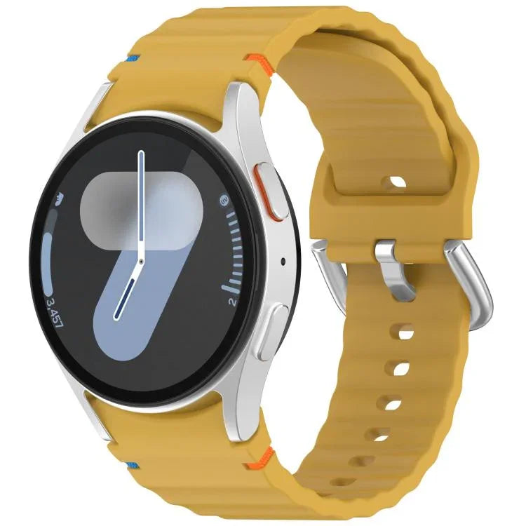 Dây đồng hồ silicone vân sóng khâu khóa bạc, Dành cho Samsung Galaxy Watch 7 40 / 44mm