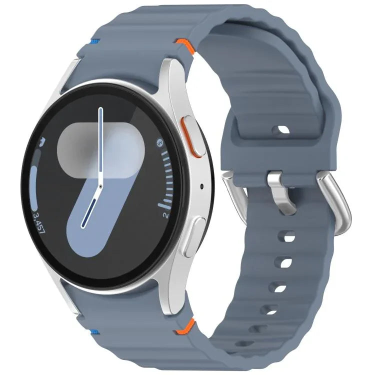 Dây đồng hồ silicone vân sóng khâu khóa bạc, Dành cho Samsung Galaxy Watch 7 40 / 44mm