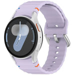 Dây đồng hồ silicone vân sóng khâu khóa bạc, Dành cho Samsung Galaxy Watch 7 40 / 44mm
