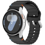 Dây đồng hồ silicone vân sóng khâu khóa bạc, Dành cho Samsung Galaxy Watch 7 40 / 44mm