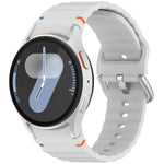 Dây đồng hồ silicone vân sóng khâu khóa bạc, Dành cho Samsung Galaxy Watch 7 40 / 44mm