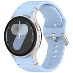 Dây đồng hồ silicone vân sóng khâu khóa bạc, Dành cho Samsung Galaxy Watch 7 40 / 44mm