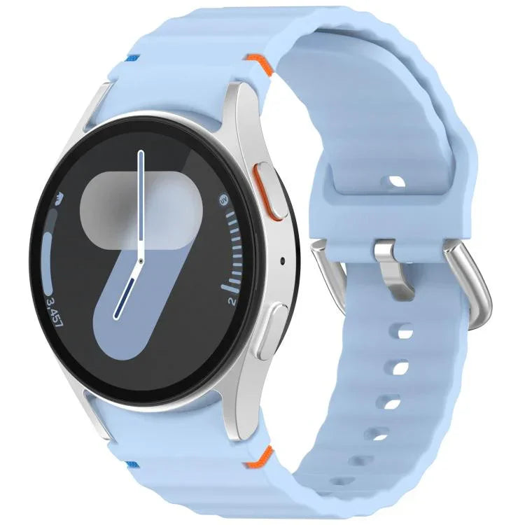 Dây đồng hồ silicone vân sóng khâu khóa bạc, Dành cho Samsung Galaxy Watch 7 40 / 44mm