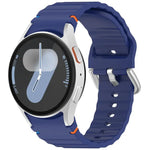 Dây đồng hồ silicone vân sóng khâu khóa bạc, Dành cho Samsung Galaxy Watch 7 40 / 44mm