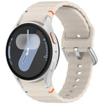 Dây đồng hồ silicone vân sóng khâu khóa bạc, Dành cho Samsung Galaxy Watch 7 40 / 44mm