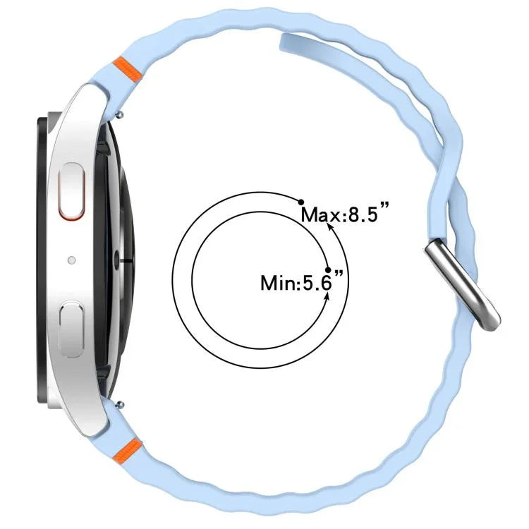 Dây đồng hồ silicone vân sóng khâu khóa bạc, Dành cho Samsung Galaxy Watch 7 40 / 44mm