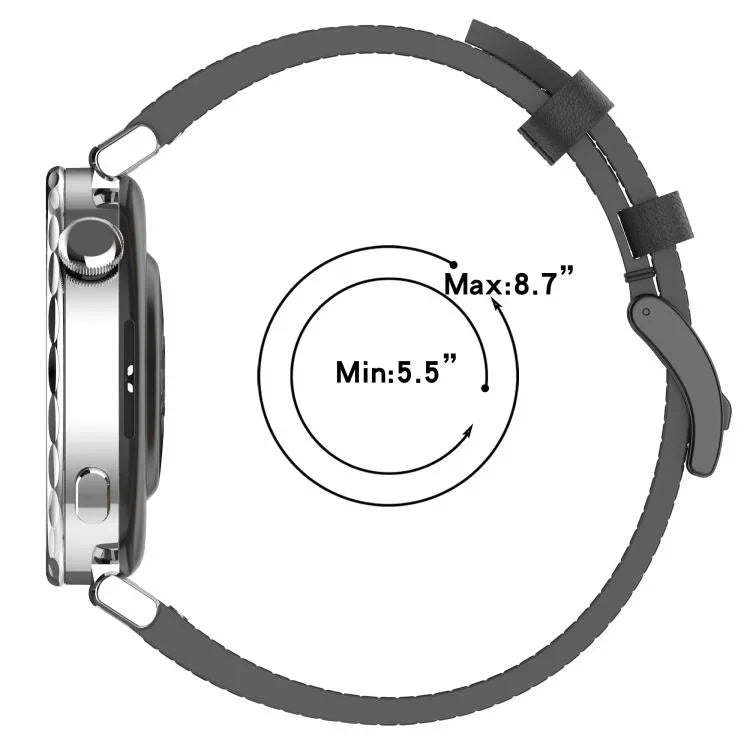 Press Button 22mm Leather Watch Band, For Samsung Galaxy Watch3 45mm