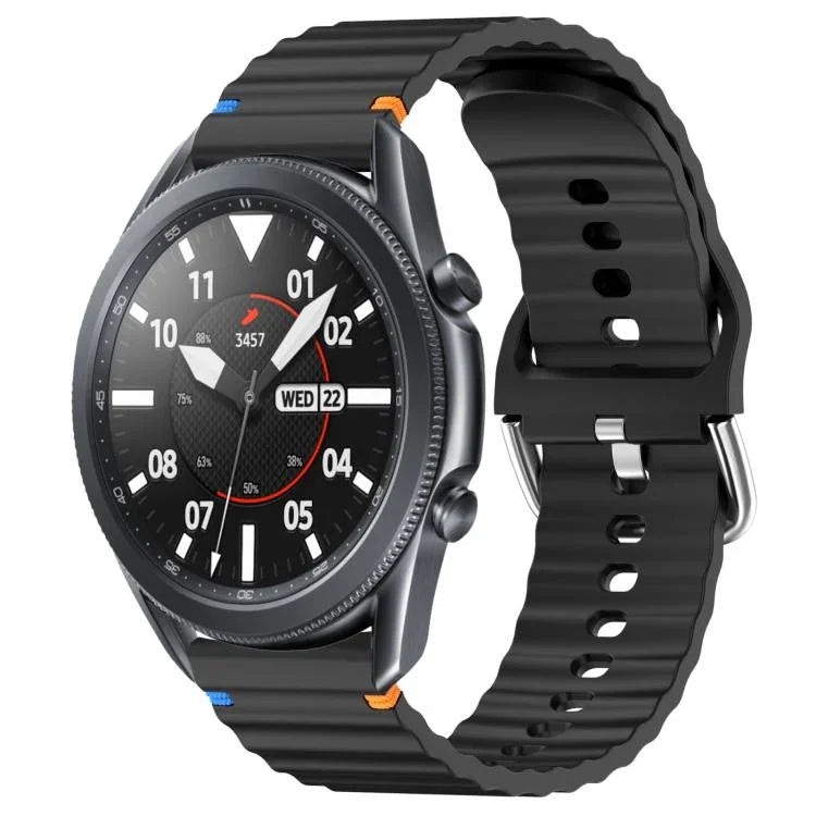 Dây đồng hồ silicone vân sóng khâu 22mm, Dành cho Samsung Galaxy Watch 3 45mm