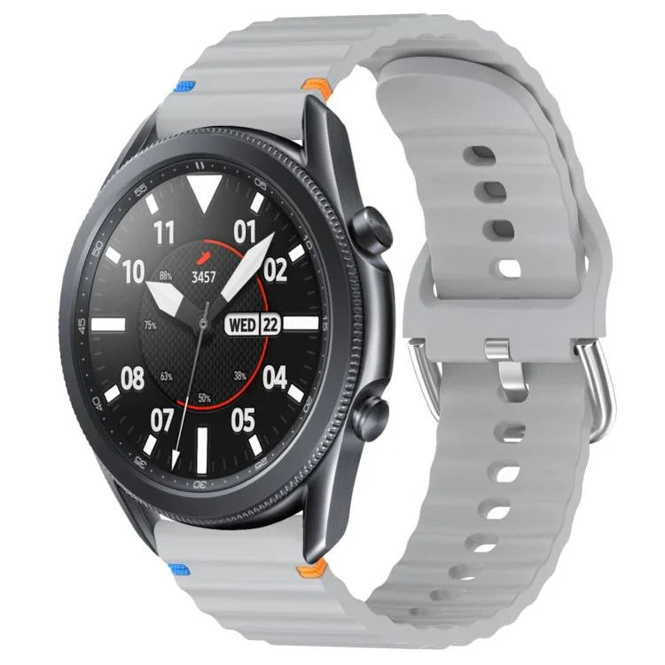 Dây đồng hồ silicone vân sóng khâu 22mm, Dành cho Samsung Galaxy Watch 3 45mm