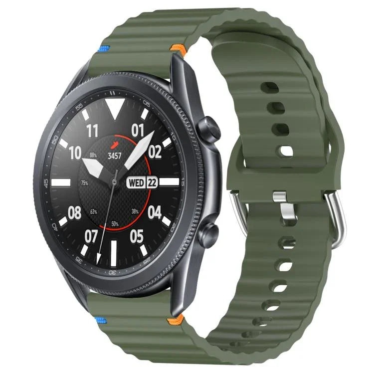 Dây đồng hồ silicone vân sóng khâu 22mm, Dành cho Samsung Galaxy Watch 3 45mm