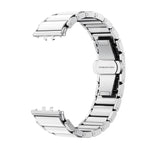 Dây đồng hồ kim loại trắng gốm khóa bướm, Dành cho Samsung Galaxy Fit 3