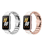 Dây đồng hồ kim loại trắng gốm khóa bướm, Dành cho Samsung Galaxy Fit 3