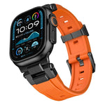Dây đồng hồ TPU vân dọc kết nối thép không gỉ, dành cho Apple Watch 46mm / 49mm / 45mm / 44mm