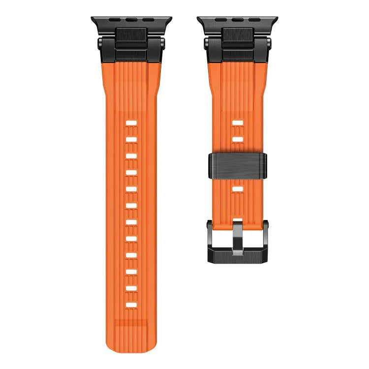 Dây đồng hồ TPU vân dọc kết nối thép không gỉ, dành cho Apple Watch 46mm / 49mm / 45mm / 44mm