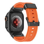 Dây đồng hồ TPU vân dọc kết nối thép không gỉ, dành cho Apple Watch 46mm / 49mm / 45mm / 44mm