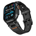 Dây đồng hồ TPU vân dọc kết nối thép không gỉ, dành cho Apple Watch 46mm / 49mm / 45mm / 44mm