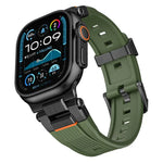 Dây đồng hồ TPU vân dọc kết nối thép không gỉ, dành cho Apple Watch 46mm / 49mm / 45mm / 44mm