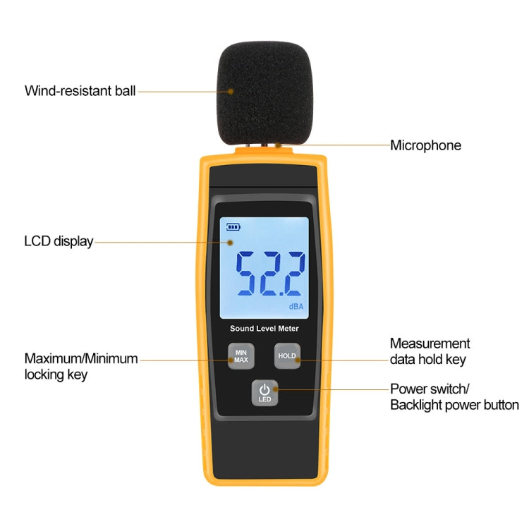 RZ1359 Máy đo mức âm thanh kỹ thuật số DB, máy đo tiếng ồn decibel màn hình LCD, RZ1359