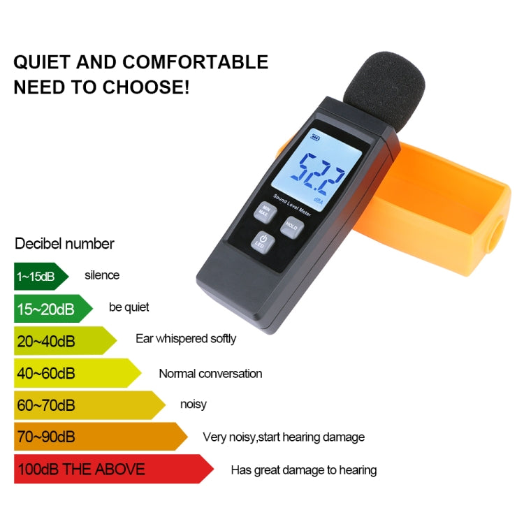 RZ1359 Máy đo mức âm thanh kỹ thuật số DB, máy đo tiếng ồn decibel màn hình LCD, RZ1359