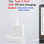 Sạc tương thích đầy đủ GaN PD 45W + QC3.0 USB cho MacBook, phích cắm US, phích cắm US