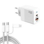 Sạc PD41 GaN PD 45W + USB với cáp dữ liệu USB-C to USB-C / 8 Pin cho iPhone, phích cắm EU, phích cắm EU