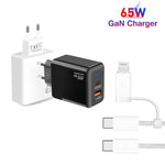 Sạc PD41 GaN PD 45W + USB với cáp dữ liệu USB-C to USB-C / 8 Pin cho iPhone, phích cắm EU, phích cắm EU