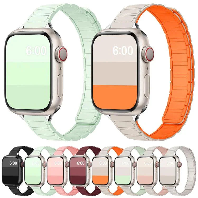 Dây đồng hồ silicone từ tính mảnh hình chữ I ba hạt, Dành cho Apple Watch 46mm / 49mm / 45mm / 44mm, Dành cho Apple Watch 42mm / 41mm / 40mm / 38mm