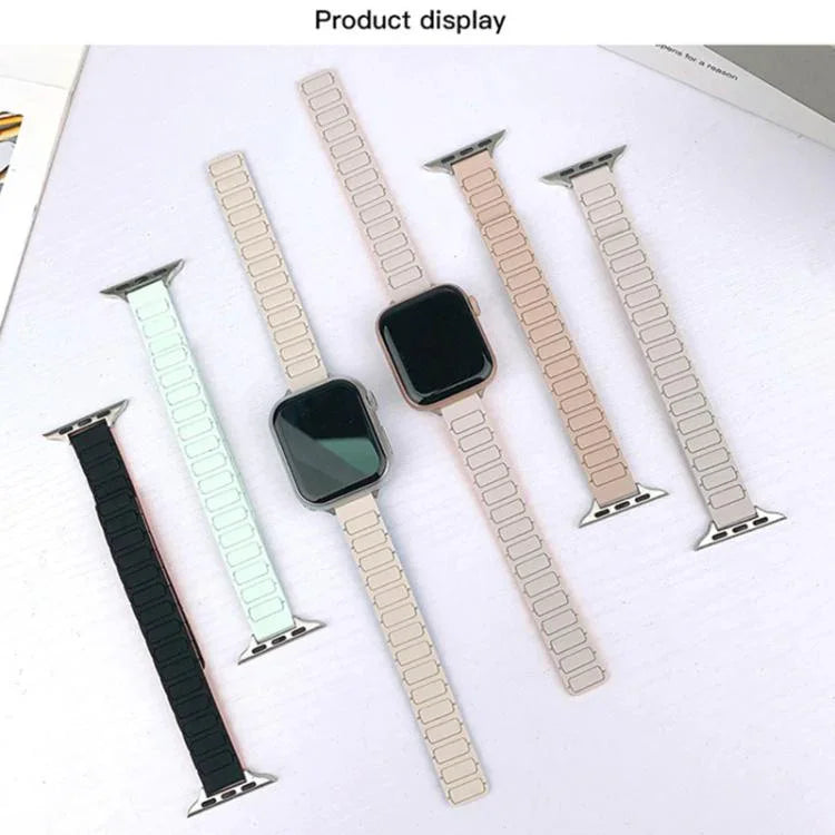 Dây đồng hồ silicone từ tính mảnh hình chữ I ba hạt, Dành cho Apple Watch 46mm / 49mm / 45mm / 44mm, Dành cho Apple Watch 42mm / 41mm / 40mm / 38mm