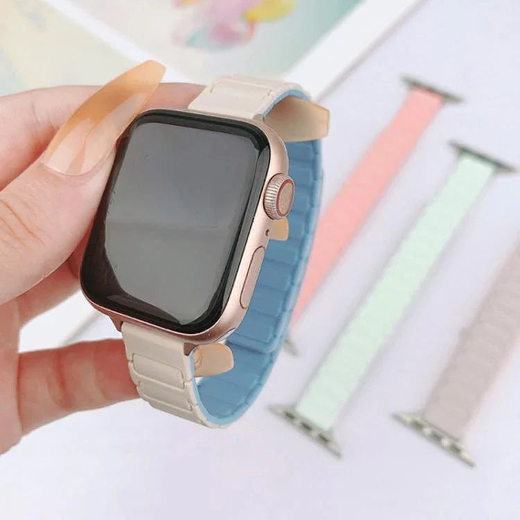 Dây đồng hồ silicone từ tính mảnh hình chữ I ba hạt, Dành cho Apple Watch 46mm / 49mm / 45mm / 44mm, Dành cho Apple Watch 42mm / 41mm / 40mm / 38mm