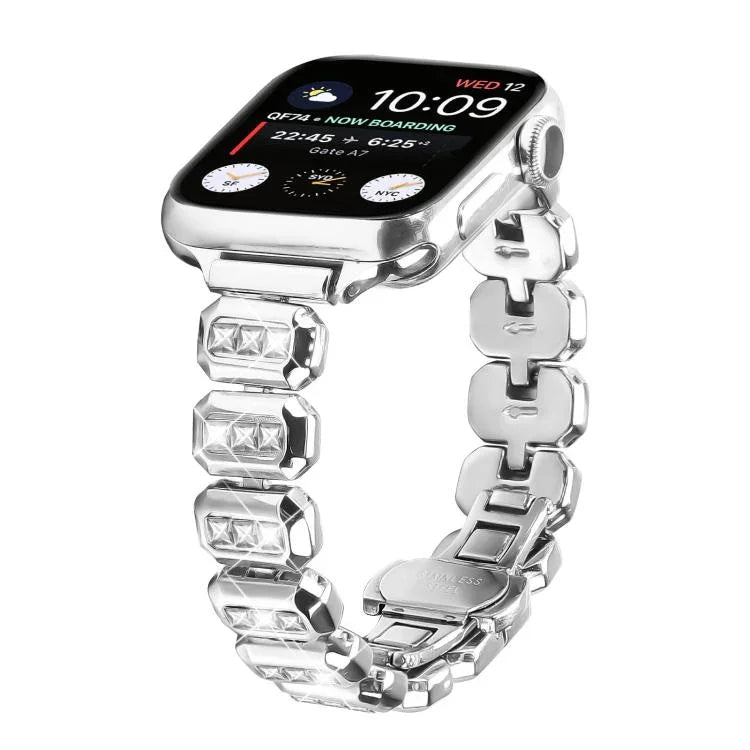 Dây đồng hồ khóa bướm kim cương vuông nhỏ, Dành cho Apple Watch 46mm / 49mm / 45mm / 44mm, Dành cho Apple Watch 42mm / 41mm / 40mm / 38mm