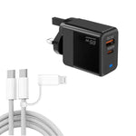 Sạc PD41 GaN PD 45W + USB với cáp dữ liệu USB-C to USB-C / 8 Pin cho iPhone, phích cắm UK, phích cắm UK