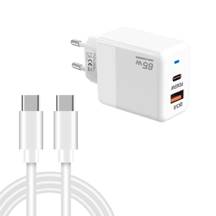 Sạc PD41 GaN PD 45W + USB với cáp dữ liệu Type-C to Type-C, phích cắm EU, phích cắm EU