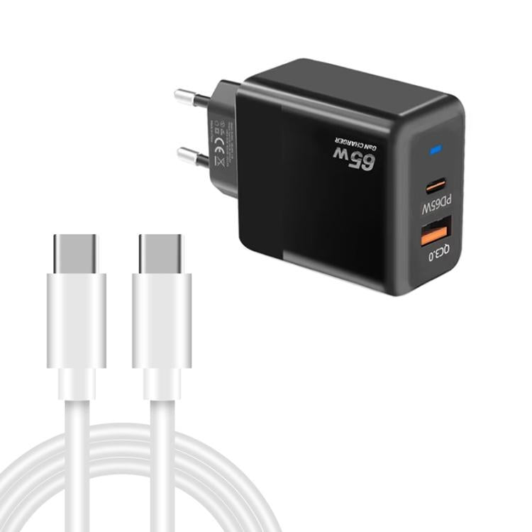 Sạc PD41 GaN PD 45W + USB với cáp dữ liệu Type-C to Type-C, phích cắm EU, phích cắm EU