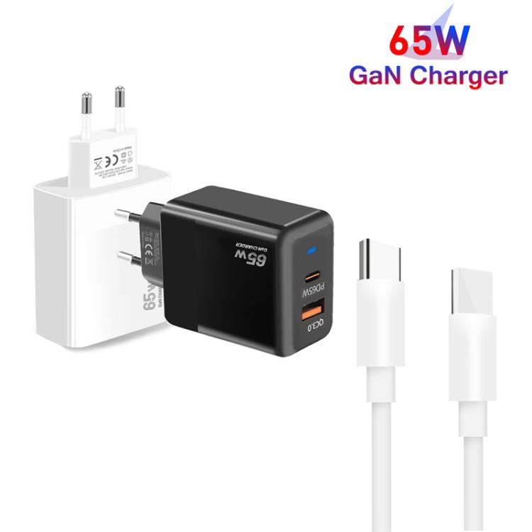 Sạc PD41 GaN PD 45W + USB với cáp dữ liệu Type-C to Type-C, phích cắm EU, phích cắm EU