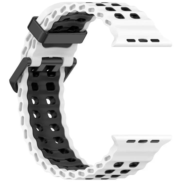 Dây đồng hồ silicone hai màu lỗ đôi đại dương, Dành cho Apple Watch 46mm / 49mm / 45mm / 44mm