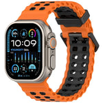 Dây đồng hồ silicone hai màu lỗ đôi đại dương, Dành cho Apple Watch 46mm / 49mm / 45mm / 44mm